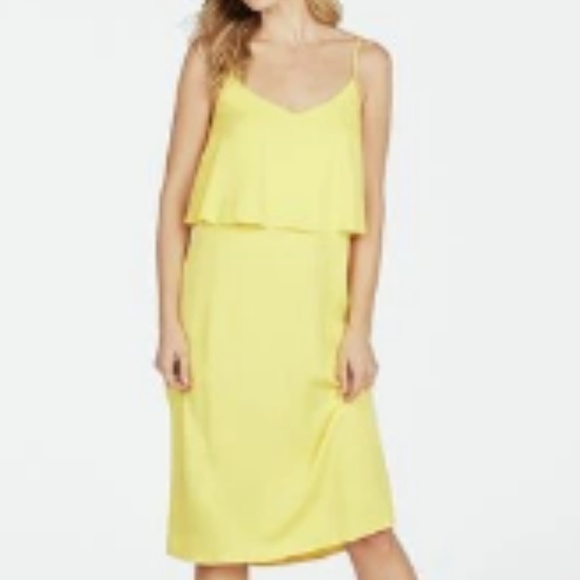 Ruffle Front Tank Dress. Yellow Color - Picture 6 of 9